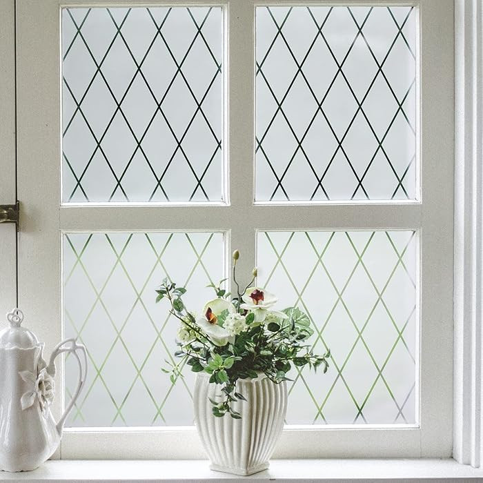 VELIMAX Lattice Frosted Window Film Window Privacy Film Static Cling Window Vinyl Opaque Glass St... | Amazon (US)