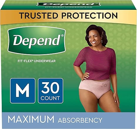 Depend FIT-FLEX Incontinence Underwear For Women, Disposable, Maximum Absorbency, Medium, Blush, ... | Amazon (US)