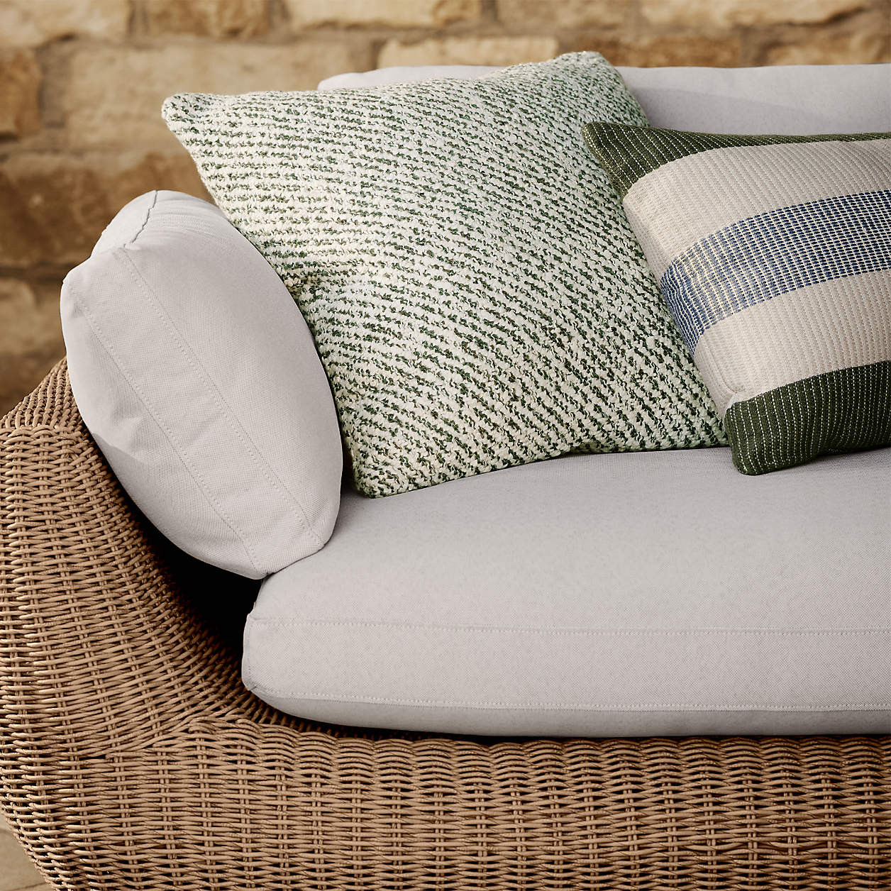 Ipanema 94.5" Wicker Outdoor Sofa with Cushions + Reviews | Crate & Barrel | Crate & Barrel