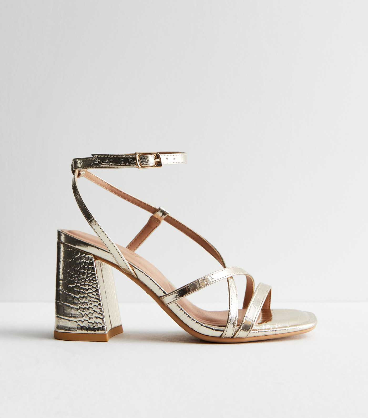 Gold Strappy Block Heel Sandals
						
						Add to Saved Items
						Remove from Saved Items | New Look (UK)