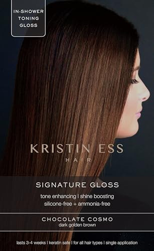Kristin Ess Dark Brown Hair Dye Gloss Color Treatment in Chocolate Cosmo - 4 Wk Semi Permanent Hair Glaze for Vibrant Dark Brown + Brunette Color + Shine - Conditioning Gloss Toner for Women - Vegan | Amazon (US)