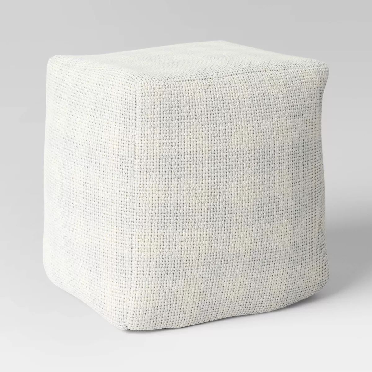 18"x18" Chunky Check Outdoor Patio Pouf Cream - Threshold™ designed with Studio McGee | Target