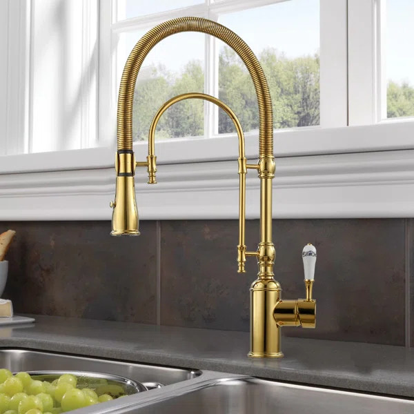 wf-J020721-GOLD Homary Pull Down Kitchen Faucet | Wayfair North America