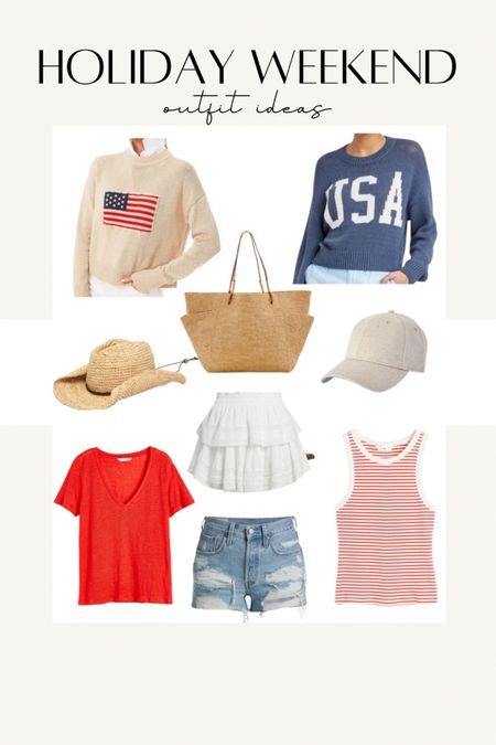 Patriotic Holiday Outfit Ideas 4th of July Red White & Blue American Flag Sweater 