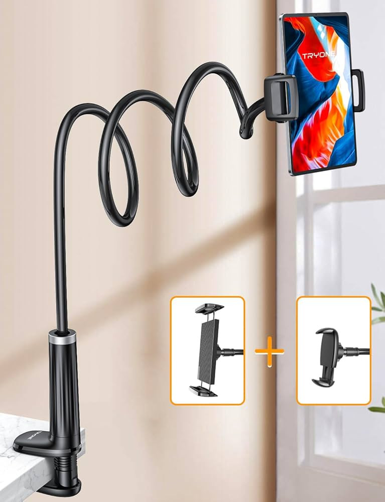 Gooseneck Phone Holder Tablet Stand for Bed: [Swivel Base] Adjustable Flexible Lazy Arm with [2 i... | Amazon (CA)