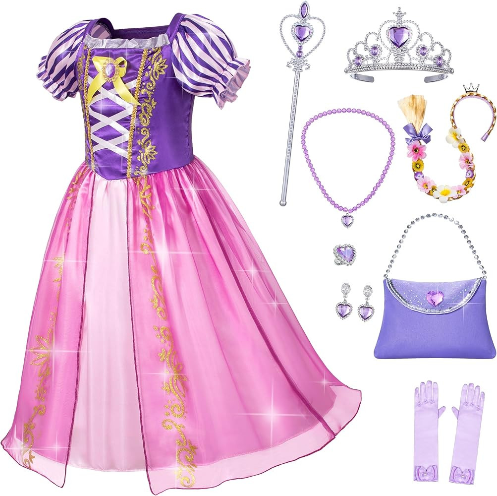 Princess Rapunzel Dress Up Costume for Girls - with Rapunzel Accessories | Amazon (US)