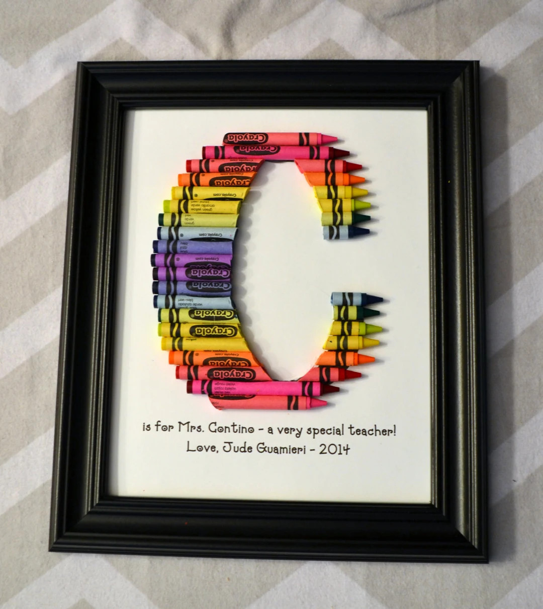 FAST SHIPPING!!! Framed 8 by 10 - Double Rainbow Crayon Letter - Personalized Teacher Gift | Etsy (US)