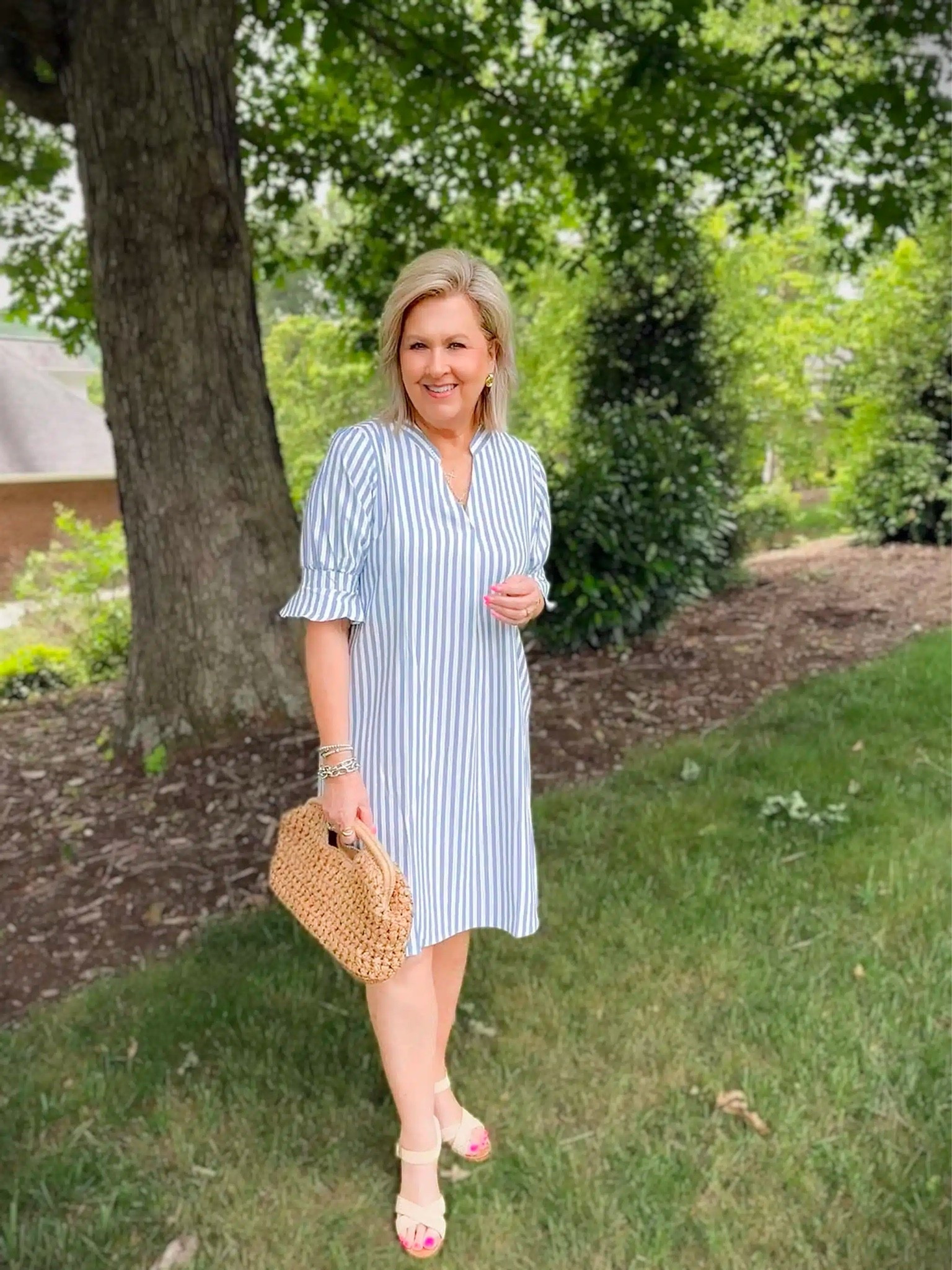 This striped shift dress is so easy for Summer! I have it styled with a Summer heel, but you can easily do a flat sandal or sneaker. I’m wearing a size large.

#LTKWorkwear #LTKOver40 #LTKootd