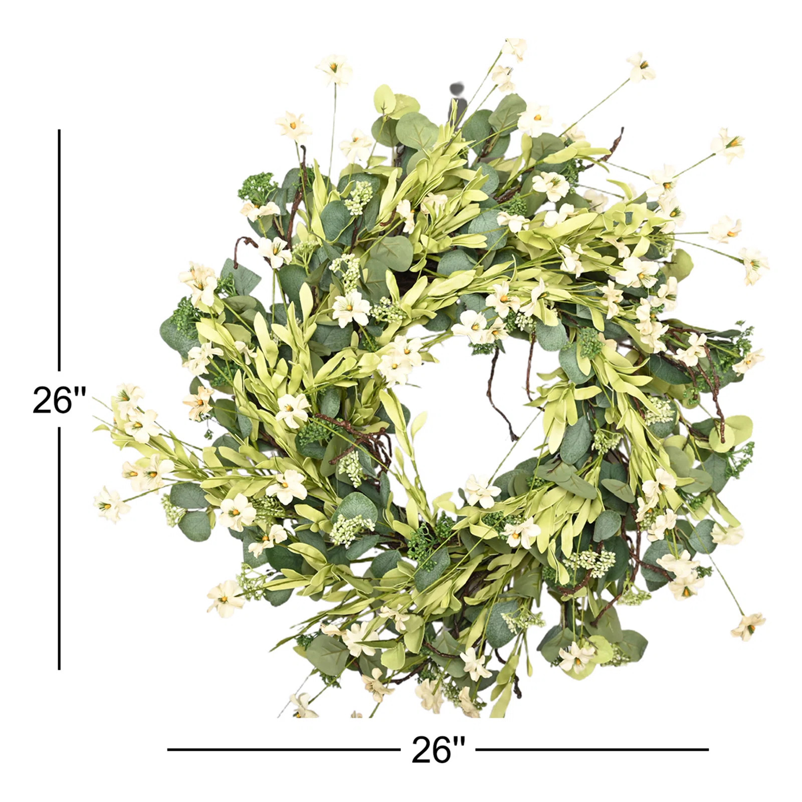 26" Spring Eucalyptus Daisy Front Door Wreath | Wayfair North America