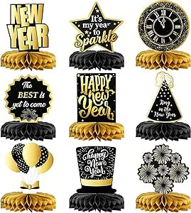 KatchOn, Big New Year Honeycomb Centerpieces Decorations - Pack of 9 | Happy New Year Theme Table... | Amazon (US)