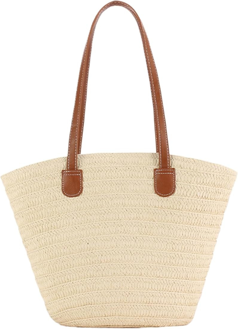 Straw Beach Handbag Super-Large Joker Shoulder Bag, Suitable for Travel, Beach Dinners and Gifts ... | Amazon (US)