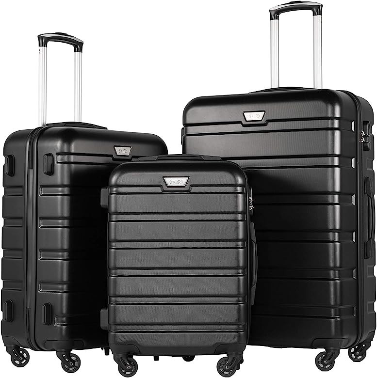 Coolife Luggage 3 Piece Set Suitcase Spinner Hardshell Lightweight TSA Lock 4 Piece Set | Amazon (US)