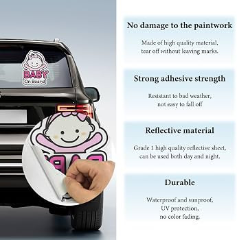 JUSTTOP 2 PCS Baby On Board Sticker Sign, Reflective, Pink, Princess/Little Girl, Car Accessories... | Amazon (CA)
