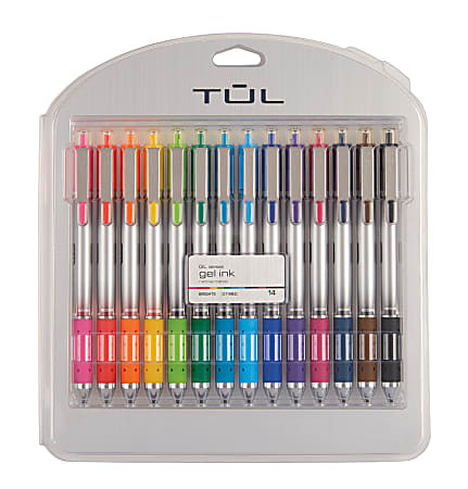 TUL GL Series Retractable Gel Pens Medium Point 0.7 mm Silver Barrel Assorted Standard Bright Ink... | Office Depot and OfficeMax 