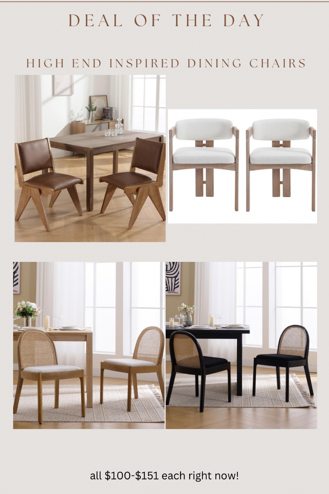 More high end inspired dining chairs on sale!!! Such great prices!  

#LTKHome #LTKSaleAlert #LTKFindsUnder100