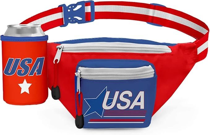 Tipsy Elves American Flag Fanny Packs with Drink Holder - USA Fanny Pack for 4th of July BBQ, Poo... | Amazon (US)