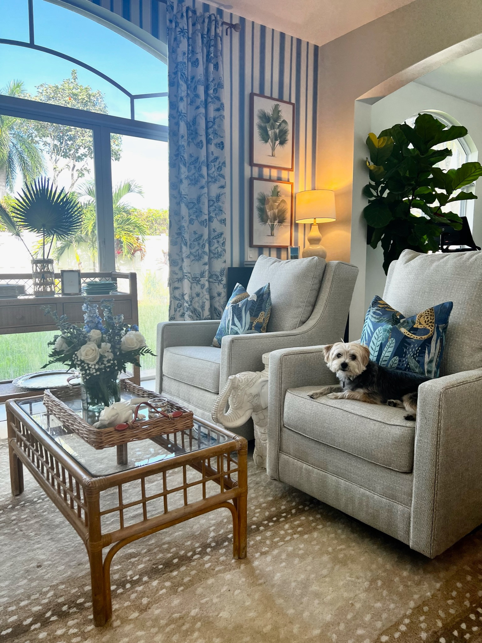 Living room decor Curtains Acrylic curtain rod Antelope rug Ottomans Coastal style, blue and white home, Grandmillennial home, lighting inspiration

#LTKfamily #LTKFind #LTKhome