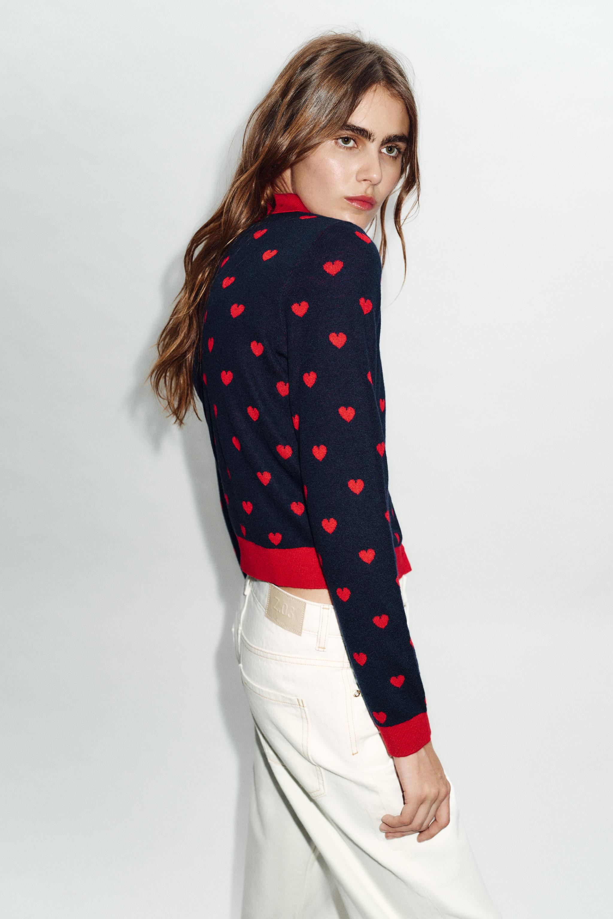 HEART JACQUARD CARDIGAN | Zara Canada