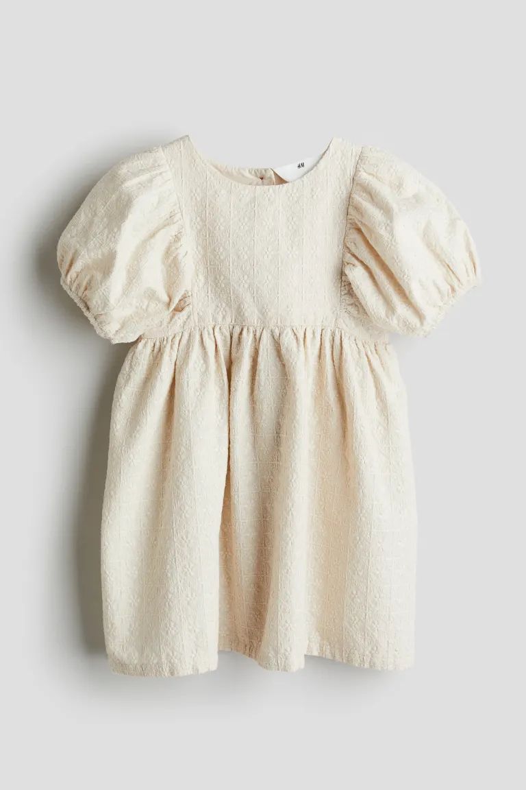 Embroidered Cotton Dress - Light beige - Kids | H&M US | H&M (US + CA)