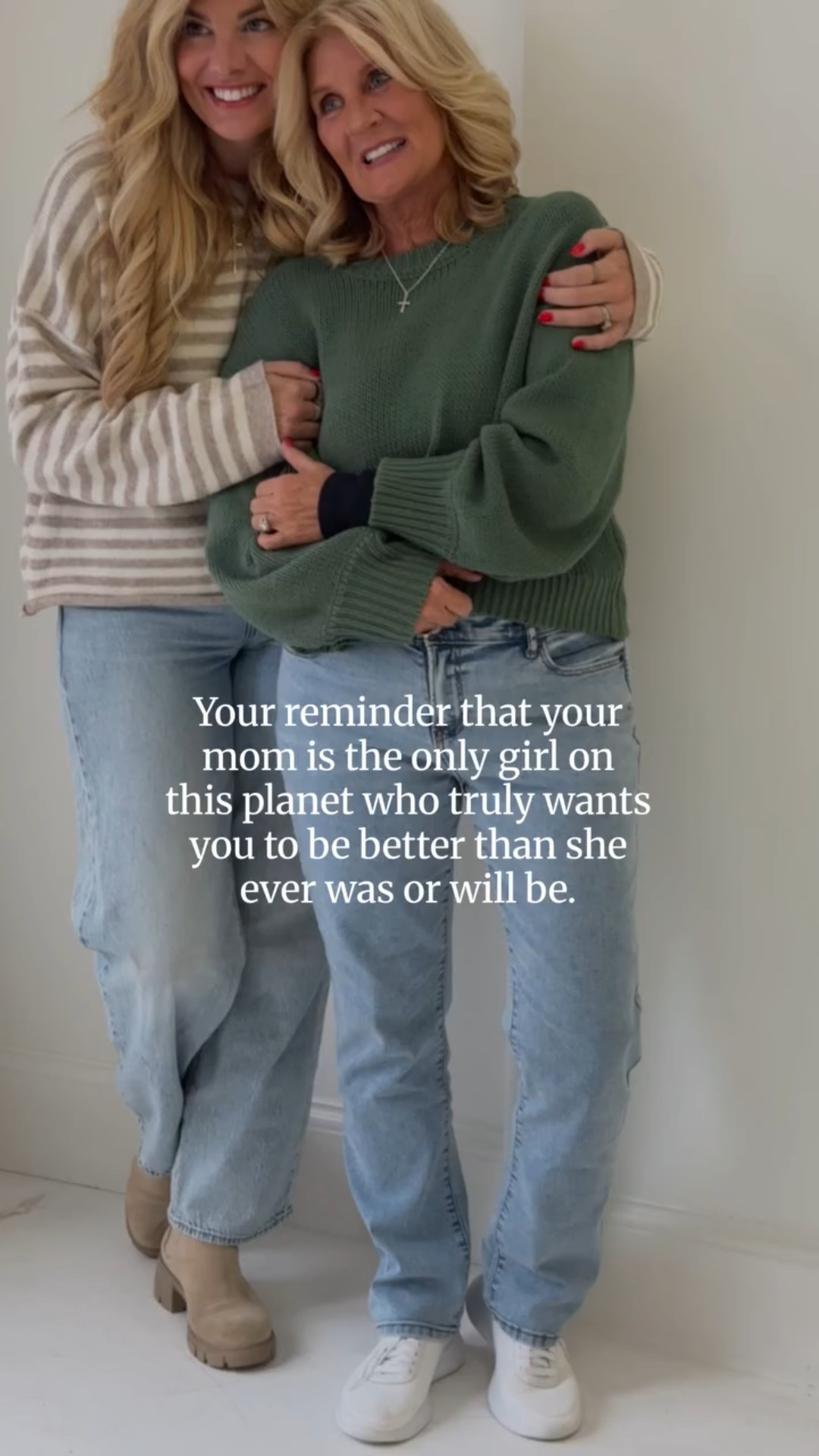 Your mom is the only girl on this planet who wants you to be better than she ever was.
Not out of comparison.
Out of love.
She wants your healing to come easier.
Your joy to come sooner.
Your faith to run deeper.

Now I’m on the other side of that kind of love with my own kids… and whew, it hits different. Generational love is wild like that.

#motherhood #momlife #oldestdaughter #daughter #parenting