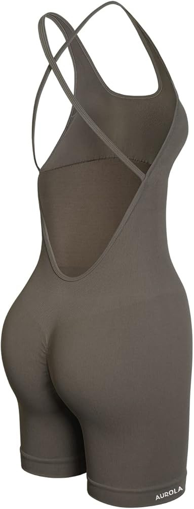 Amazon.com: AUROLA Strappy Romper for Women Workout Yoga Gym Seamless One Piece Racerback Jumpsui... | Amazon (US)
