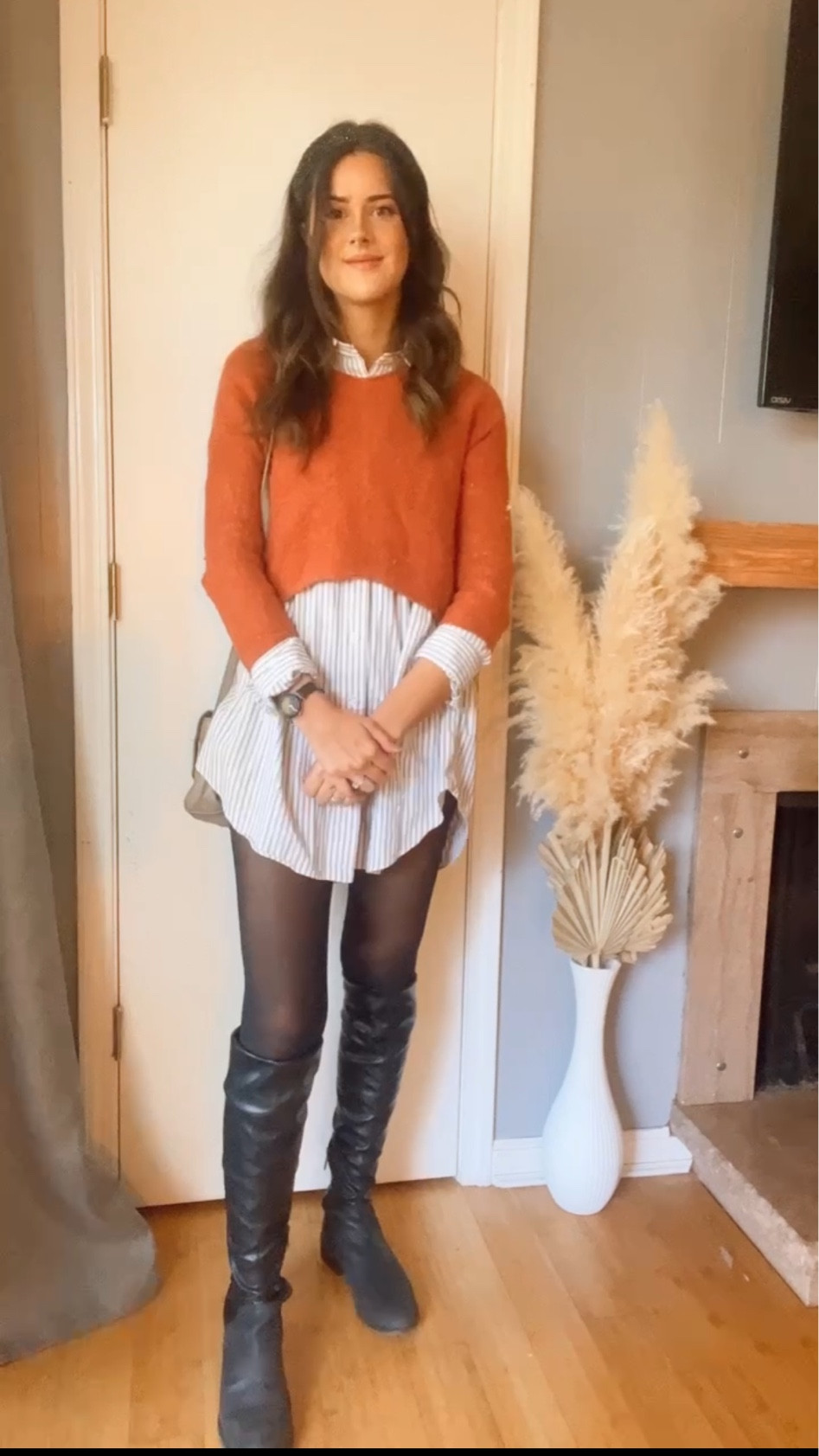 Thanksgiving outfit ideas// fall outfit ideas// button up dress// cropped sweater// black boots// sparkly headband// padded headband 

#LTKstyletip #LTKSeasonal #LTKHoliday