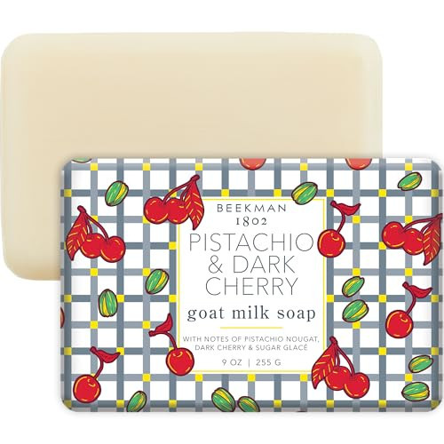Beekman 1802 Pistachio & Dark Cherry Goat Milk Soap- Scented - 9 oz - Cleanses, Nourishes & Hydrates - Certified Microbiome Friendly - No Irritation - Good for Sensitive Skin | Amazon (US)