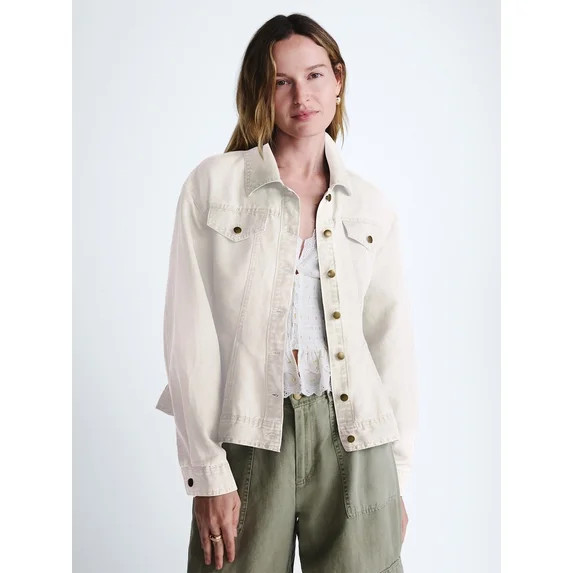 Scoop Women's Peplum Trucker Jacket, Sizes XS-XXL | Walmart (US)