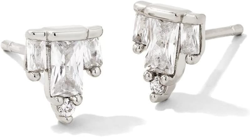 Kendra Scott Juliette Stud Earrings Rhodium White Crystal One Size | Amazon (US)