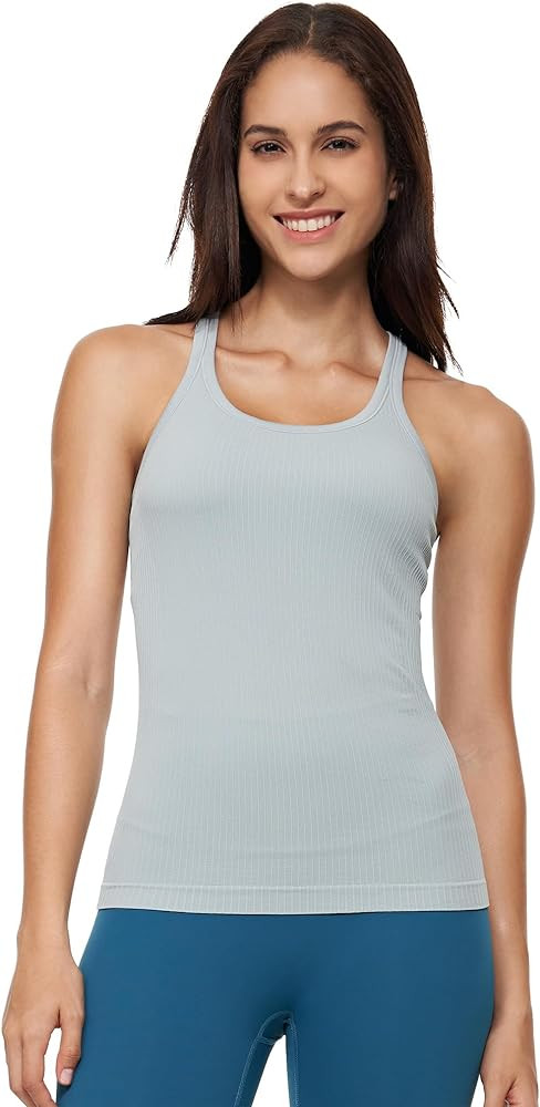 Yoga Racerback Tank Top for Women with Built in Bra,Women's Padded Sports Bra Fitness Workout Run... | Amazon (US)