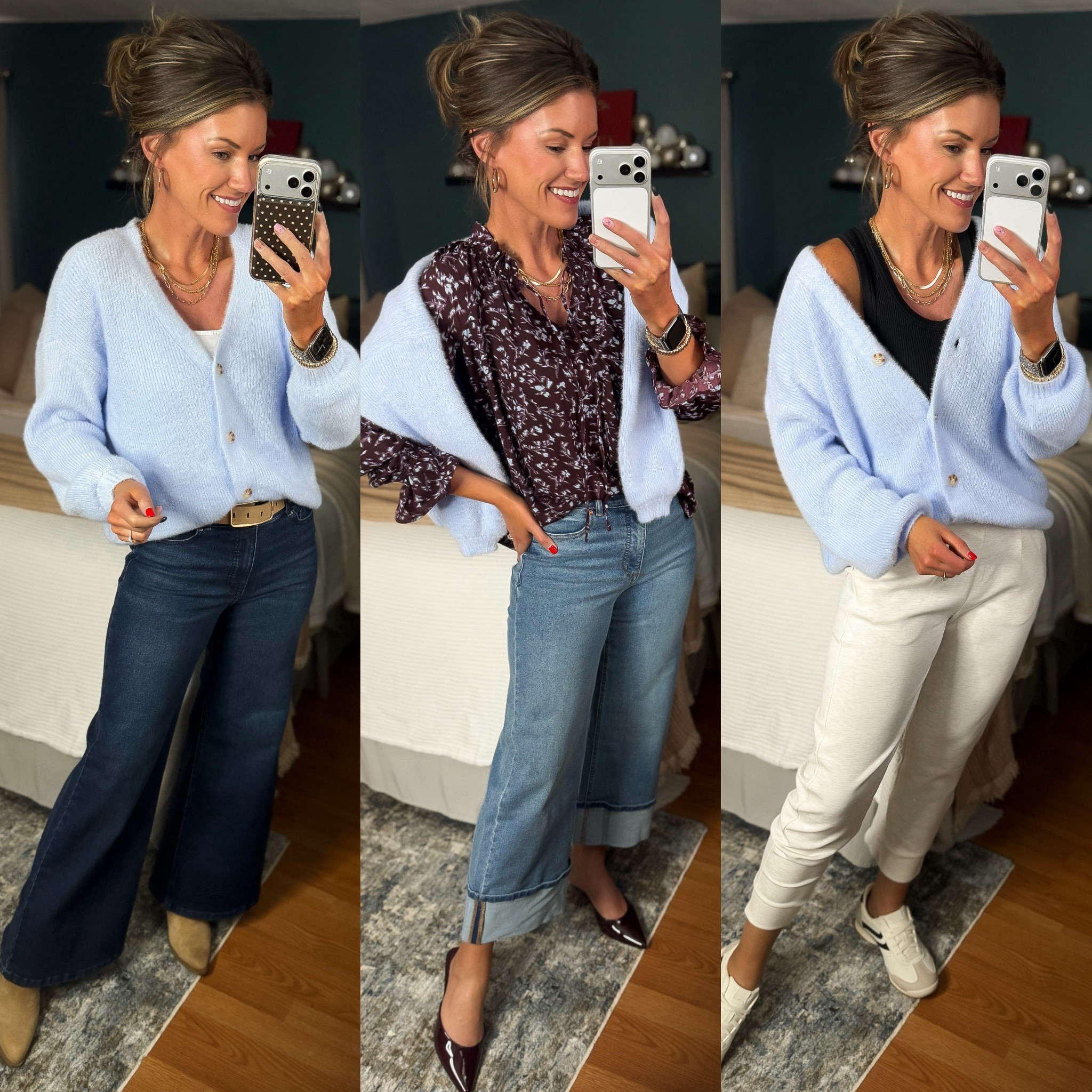 New Walmart cardigan styled 3 ways. 
Cardigan/ small (runs big)
Jeans/8
Floral blouse/ small
Joggers/ small 

#LTKSeasonal #LTKmomlife