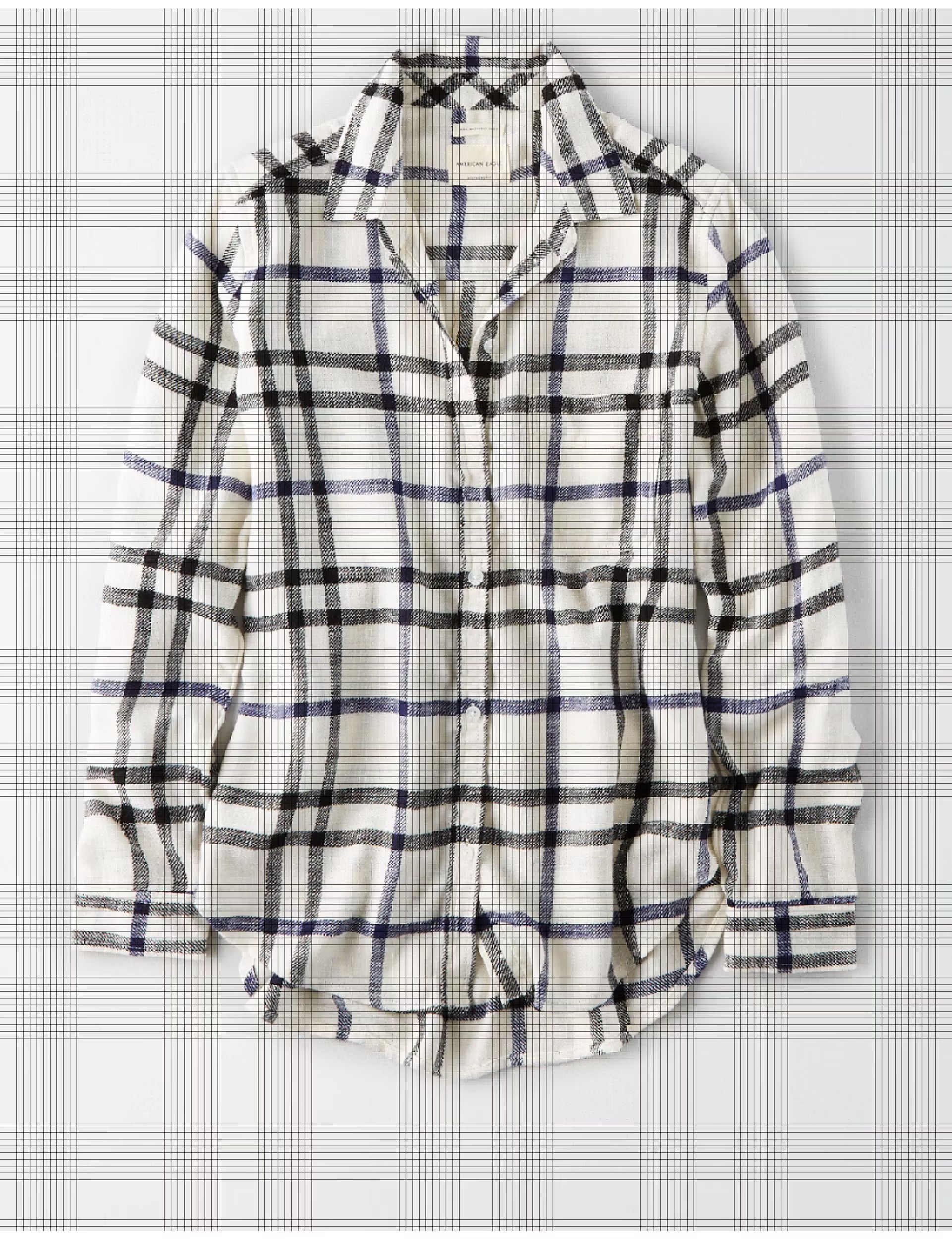 AE Ahh-mazingly Soft Plaid Boyfriend Shirt, Cream | American Eagle Outfitters (US & CA)