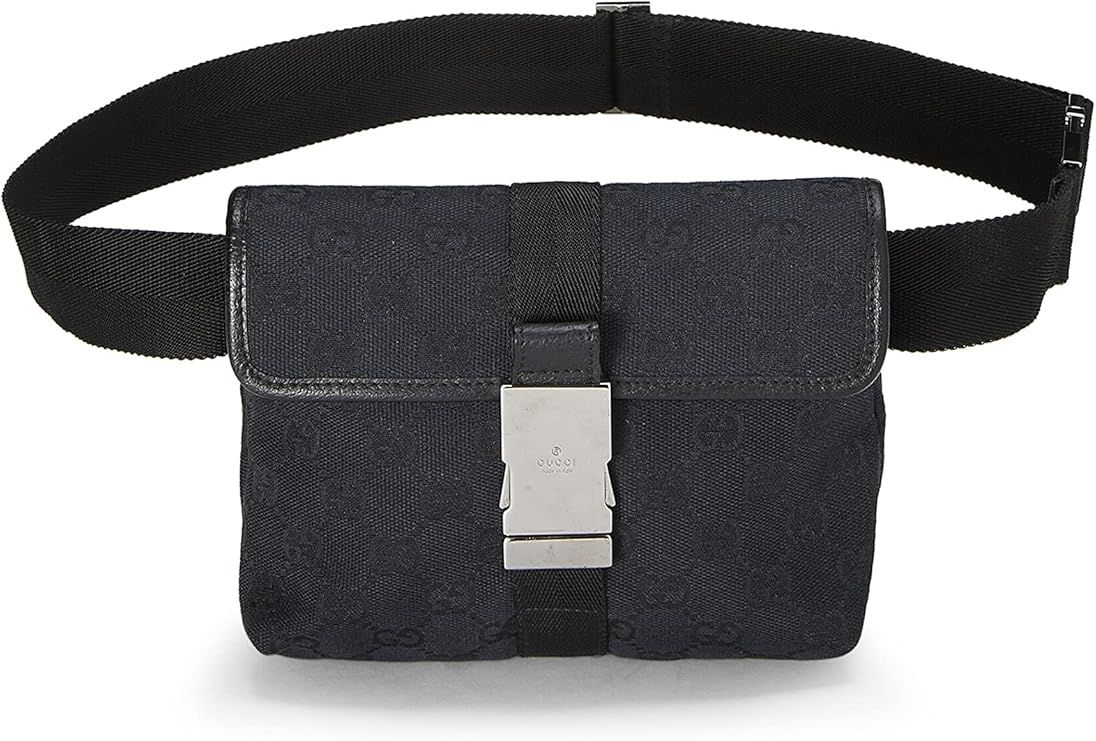 Amazon.com: Gucci, Pre-Loved Black Original GG Canvas Buckle Flap Belt Bag Small, Black : Luxury ... | Amazon (US)