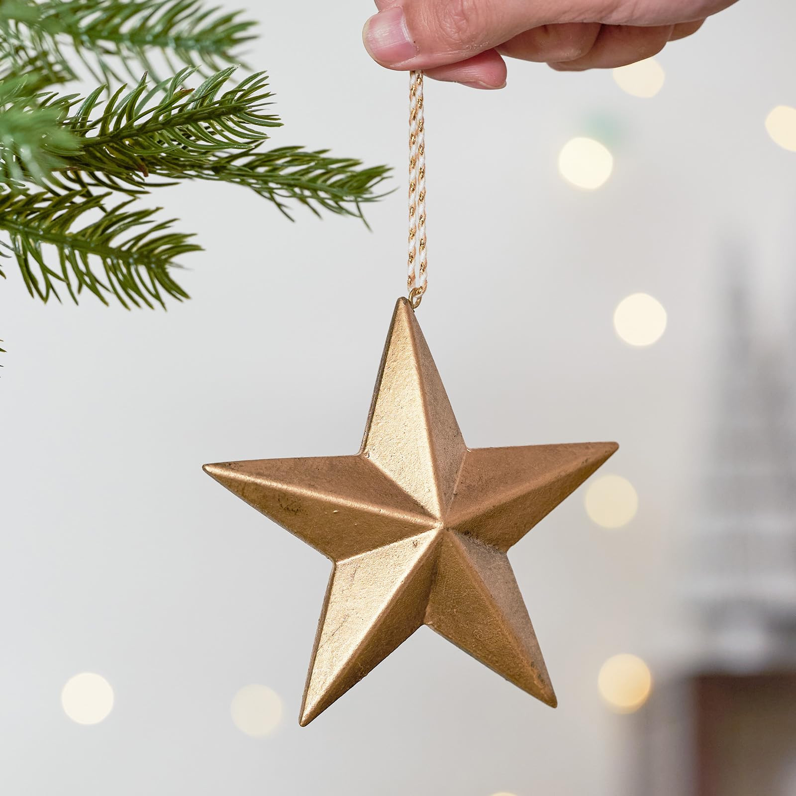 WDS WONDROUS Star Ornaments for Christmas Tree, Gold Wooden Ornaments for Christmas Tree, Rustic ... | Amazon (US)