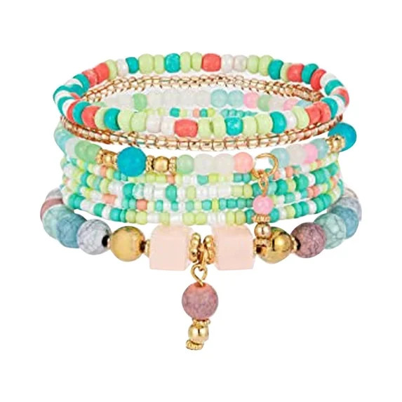Miyuadkai Bracelets Bohemian Bracelets For Women 6 Sets Bracelets Multilayer Stack Colorful Beads... | Walmart (US)