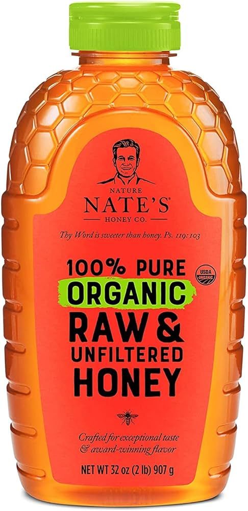 Nate's Organic 100% Pure, Raw & Unfiltered Honey - USDA Certified Organic - 32oz. Squeeze Bottle | Amazon (US)