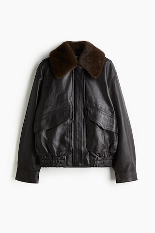 H & M - Oversized Lederjacke - Braun - Damen | H&M (DE, AT, CH, NL, FI)