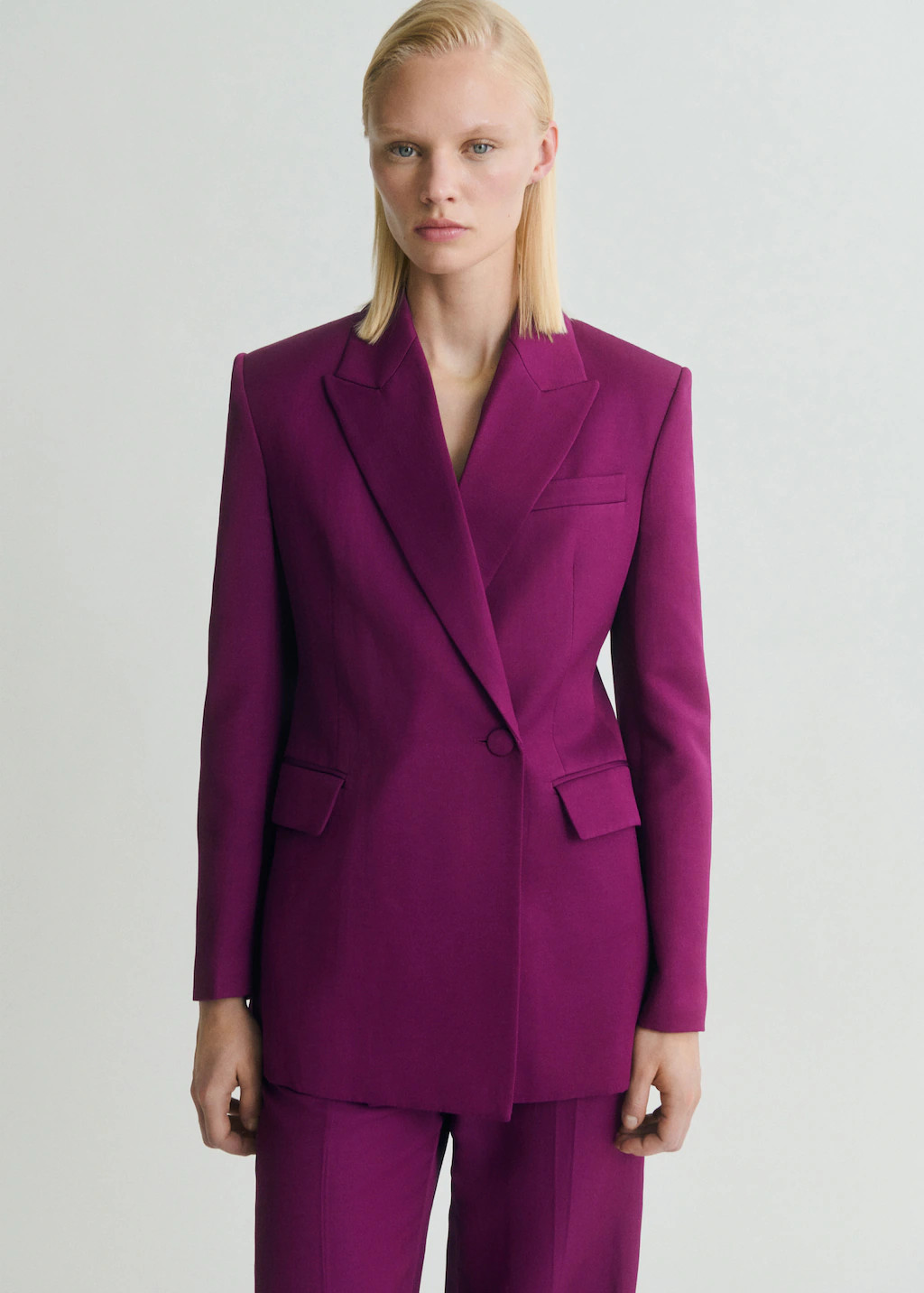 Linen-blend double-breasted suit blazer | Mango (US/MX/AU)