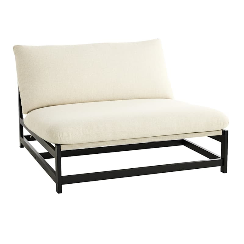 Linden Oversized Lounge Chair, Black Metal with Cloud Woven Cushions | At Home