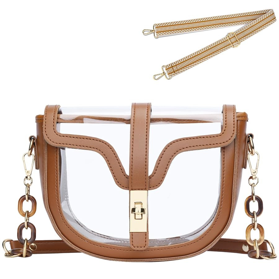 KKXIU Clear Crossbody Bag for Women Stadium Approved Vegan Leather Concert Shoulder Sports See-Th... | Amazon (US)