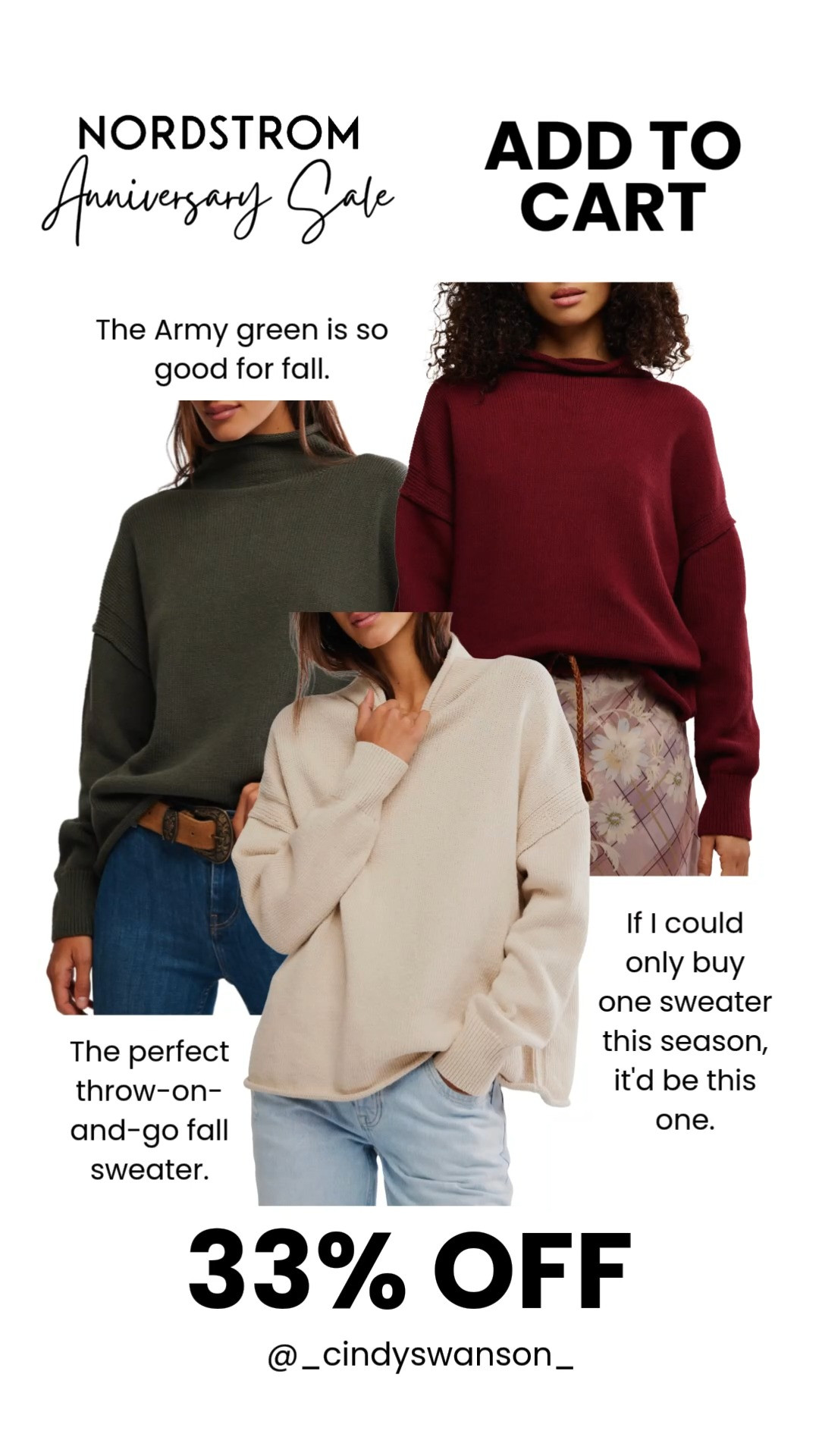 If I could only recommend one sweater this season, this would be it. It's the perfect throw-on-and-go knit with an effortless drape, and the army green is especially gorgeous for fall. 

Bonus: it's 33% off during the Nordstrom Anniversary Sale!

💡 LTK MADE EASY
❤️ Heart = Support my posts!
🔖 Save = Get sale & restock alerts
📋 Lists = Keep favorites organized
📲 Share = Send lists and products to a friend. Hello, Christmas List!
💬 Comment = Ask me anything about these finds. :-)

 

 #LTKootd #LTKOver40 #LTKSaleAlert
