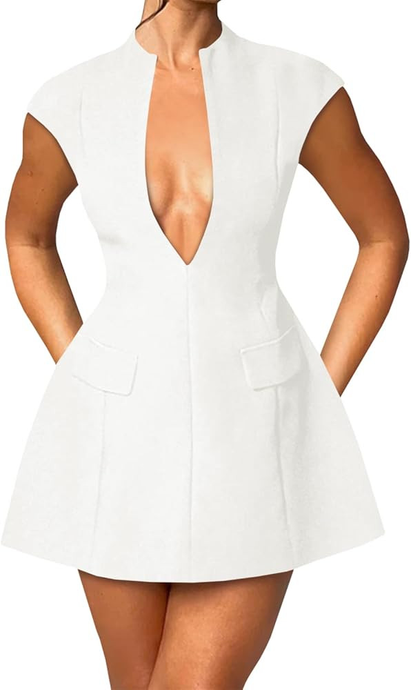 Cicy Bell Womens Sexy Deep V Neck Party Mini Dress Summer Cocktail Club A-line Going Out Birthday... | Amazon (US)