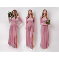 Mauve Velvet Long Dress, Bridesmaid Wedding New Year Maxi Dress, Evening Dress | Etsy (US)