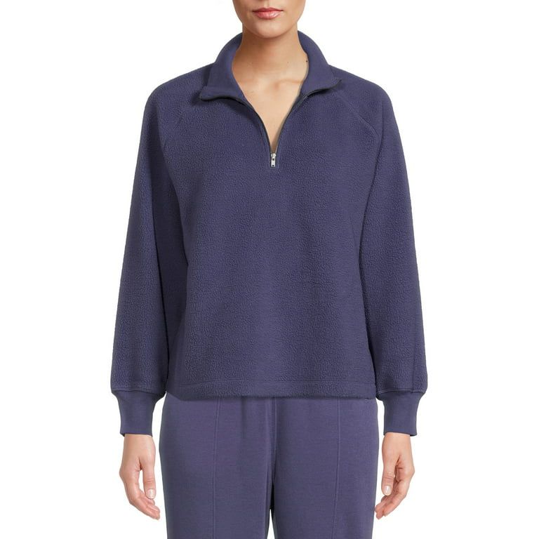 Time and Tru Women's Faux Sherpa Pullover Sweatshirt | Walmart (US)