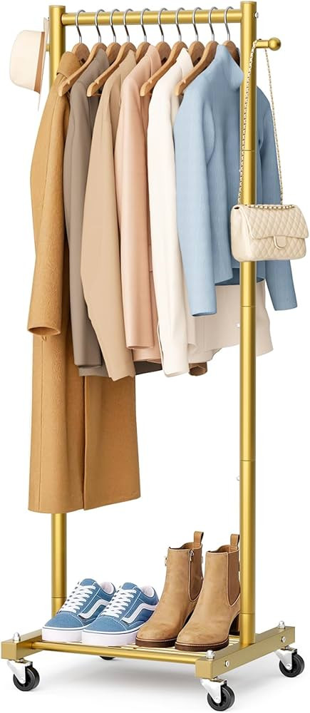 SLEEPING LAMB Small Clothes Racks for Hanging Clothes, Rolling Clothing Rack with Shelves, 60" Me... | Amazon (US)