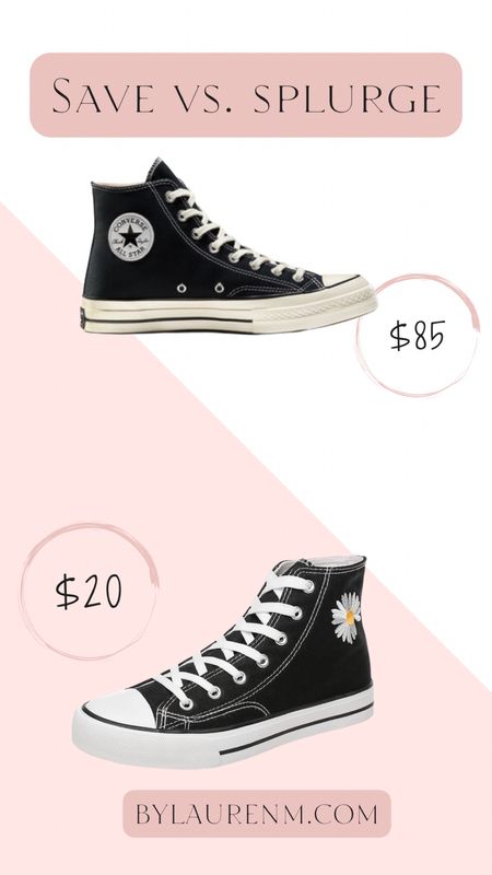 Save vs splurge. Black high top sneakers. Converse high tops, Chuck Taylor, chucks. Amazon version comes with daisy embroidery or without! Currently on sale!

#LTKFind #LTKsalealert #LTKunder50