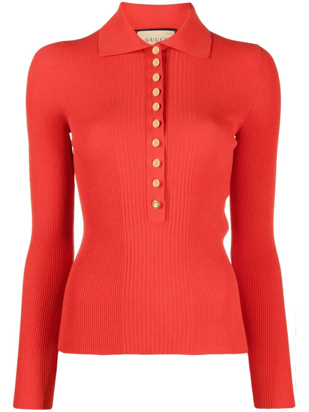 Gucci ribbed-knit Polo Shirt | Red | FARFETCH | Farfetch Global