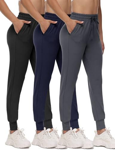 Showitty 3 Pack Joggers for Women - Black Sweatpants with Pockets Plus Size Comfy Lounge Yoga Pants (S-5XL) | Amazon (US)