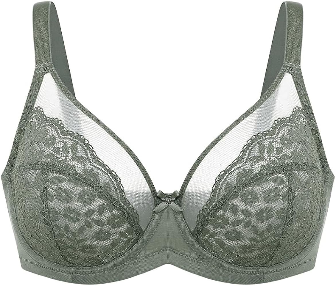 Daisy Minimizer Bra Floral Lace Full Coverage Underwire Plus Size Support Unlined Breathable Bra ... | Amazon (US)