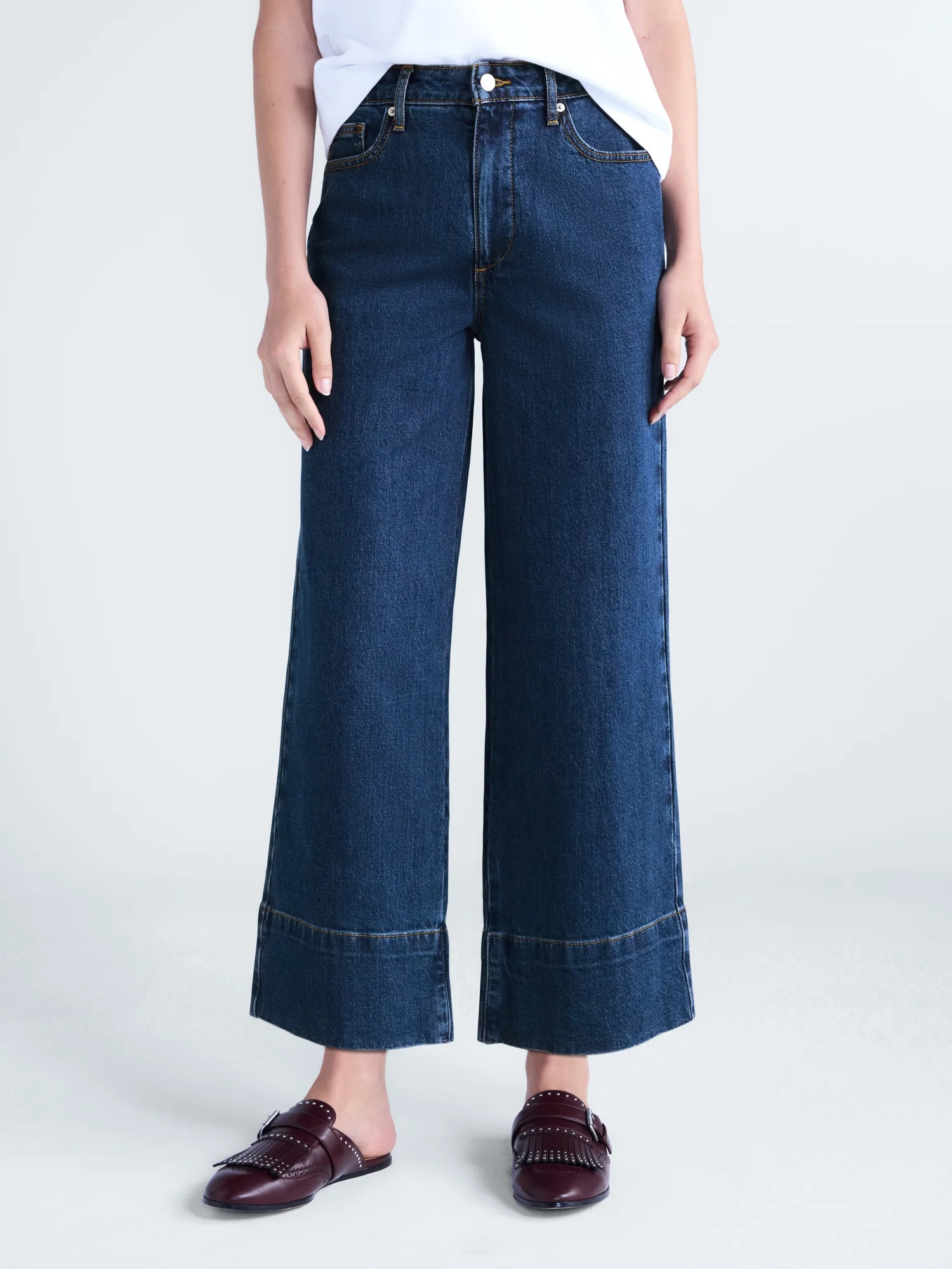 Free Assembly Women's High Rise Wide Leg Ankle Jeans, 27" Inseam, Sizes 0-18 | Walmart (US)